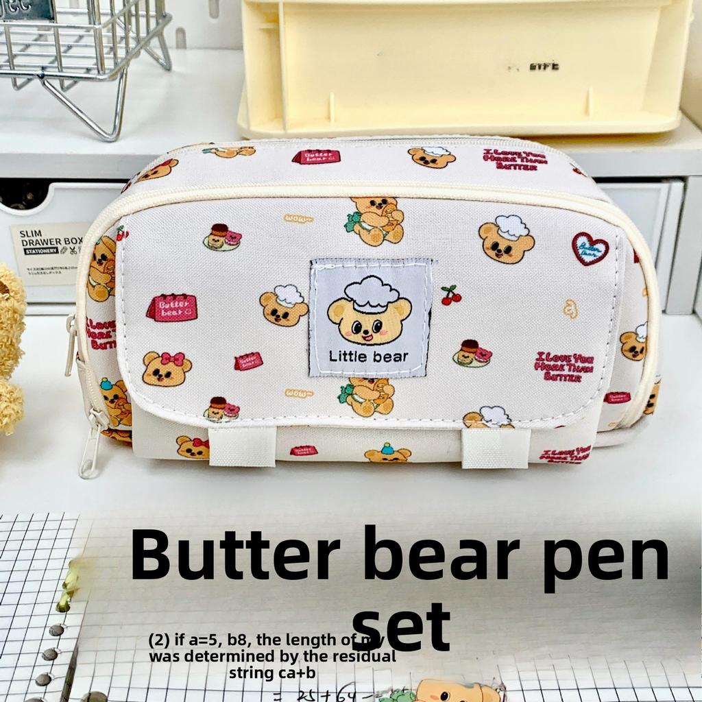 Pen Case - A Large Capacity Cute Animal Printed Cosmetic and Stationery Storage Bag with Zipper Closure, Durable Fabric Pen Case