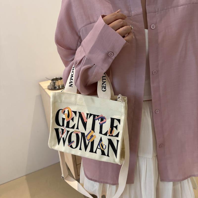 Simple Printed Letter Shoulder Bag Women'S Casual Fashion Versatile Messenger Bag Women'S Large-Capacity Commuting Shopping Tote Bag