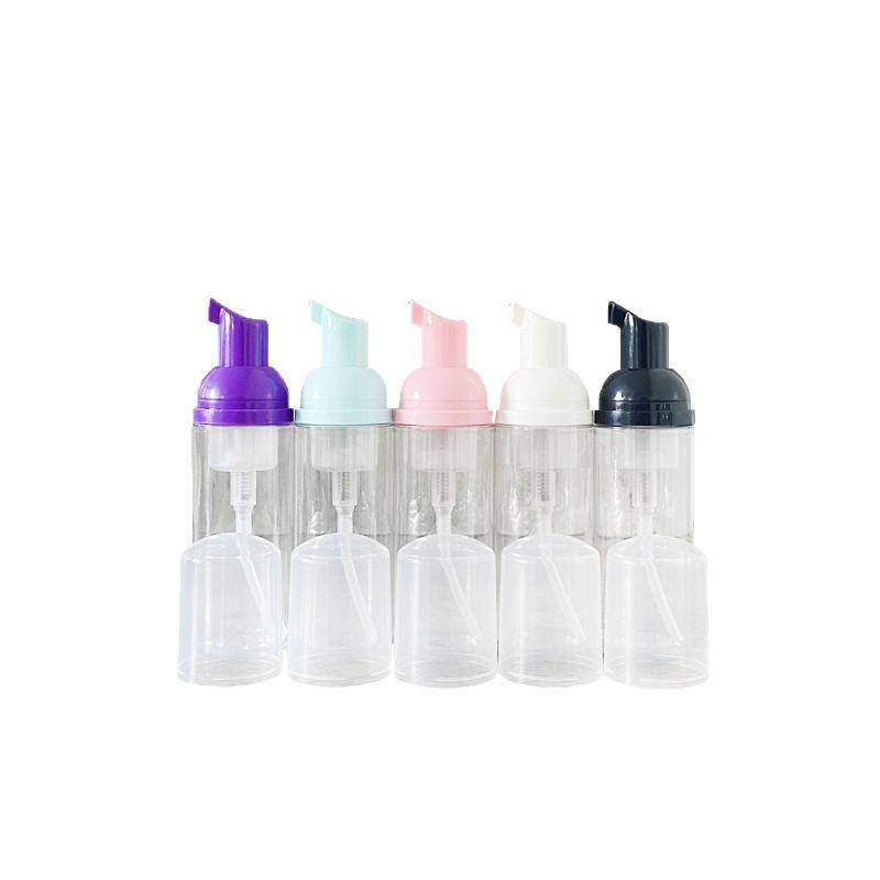 In Stock: 60ml Clear PET Foaming Facial Cleanser Bottle with Press-Top for Travel or Hotel