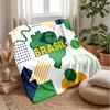 Coperta in Flanella Stampata Calcio Brasile Amica della Pelle Calda Decorativa Plaid per Divano Letto Interno Uso Quotidiano