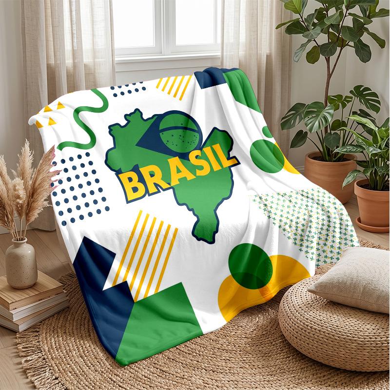 Coperta in Flanella Stampata Calcio Brasile Amica della Pelle Calda Decorativa Plaid per Divano Letto Interno Uso Quotidiano