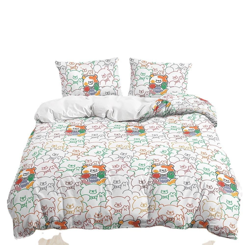 Bed Three-Piece Quilt Cover Small Fresh Stacked Animal Kit Bedding