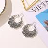 Retro Carved Flower Geometric Antique Clip-On Earrings for Women