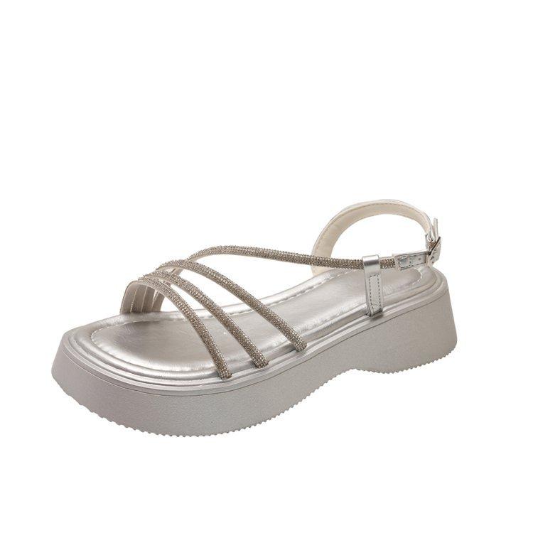 2025 summer new fashion casual temperament versatile casual fashion Internet celebrity casual comfortable rhinestone women's slippers