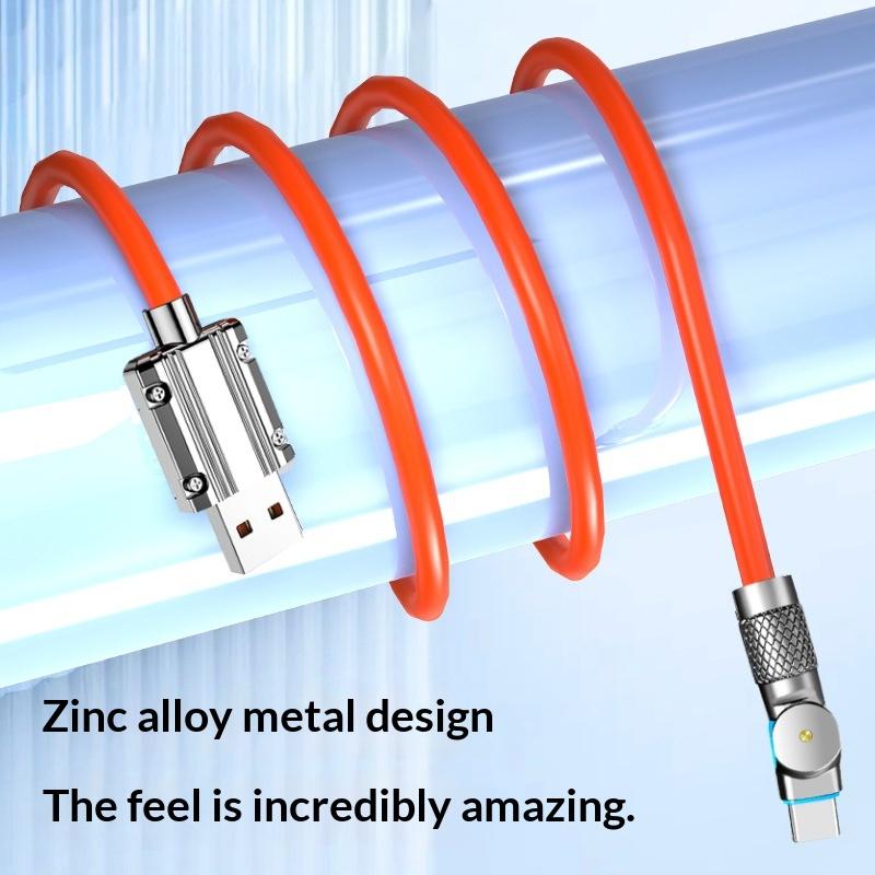 120W Fast Charge Usb Type C Cable 180 Degree Rotation Elbow Cable For Game Phone Charger Usb Type C Cable