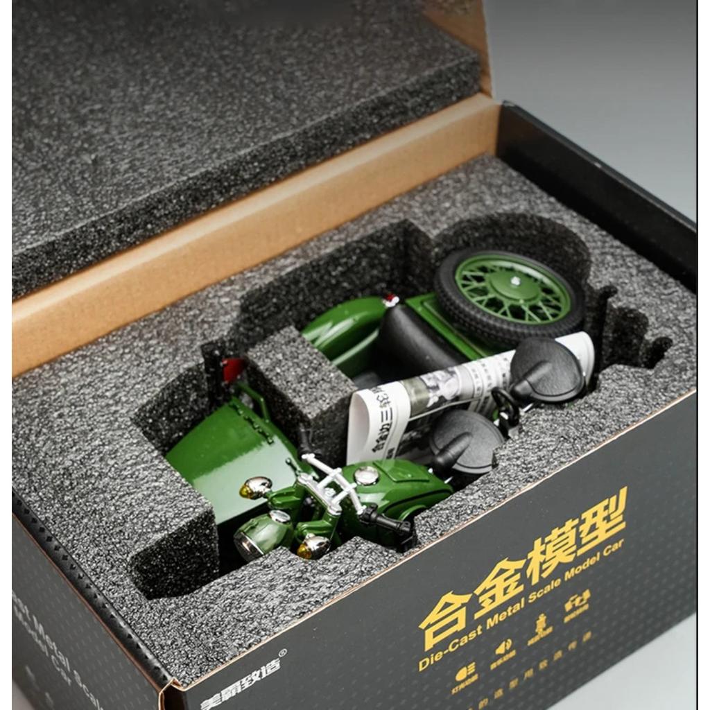 1/10 Motocykl Trójkołowy Stop Die-Cast Model Motocykla Zabawka Pojazd Kolekcja Dźwięk i Światło Terenowy Autocykl Zabawki Samochód