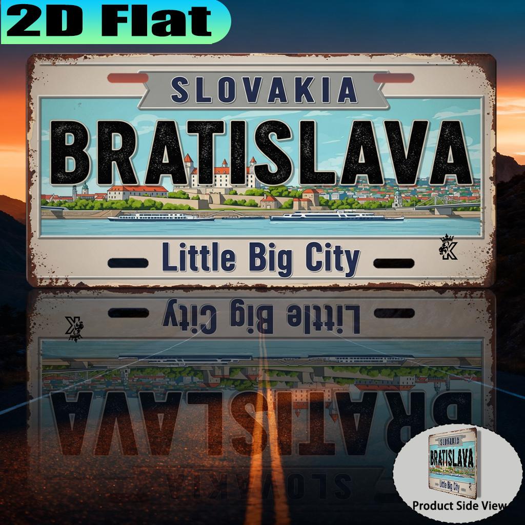 Slovakia Bratislava Little Big City D Flat Printing License Plate Style Metal Tin Sign Iconic European City Themed Decorativ 15x30cm(5.9x7.8inch)