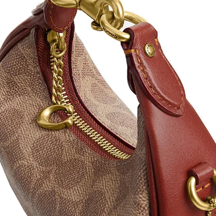 Coach Jonie 15 Top Zip Closure Faux Leather With Cowhide Mini Shoulder Crossbody Handbag Women Handbag Brown Yellow Red CR510-B4NQ4