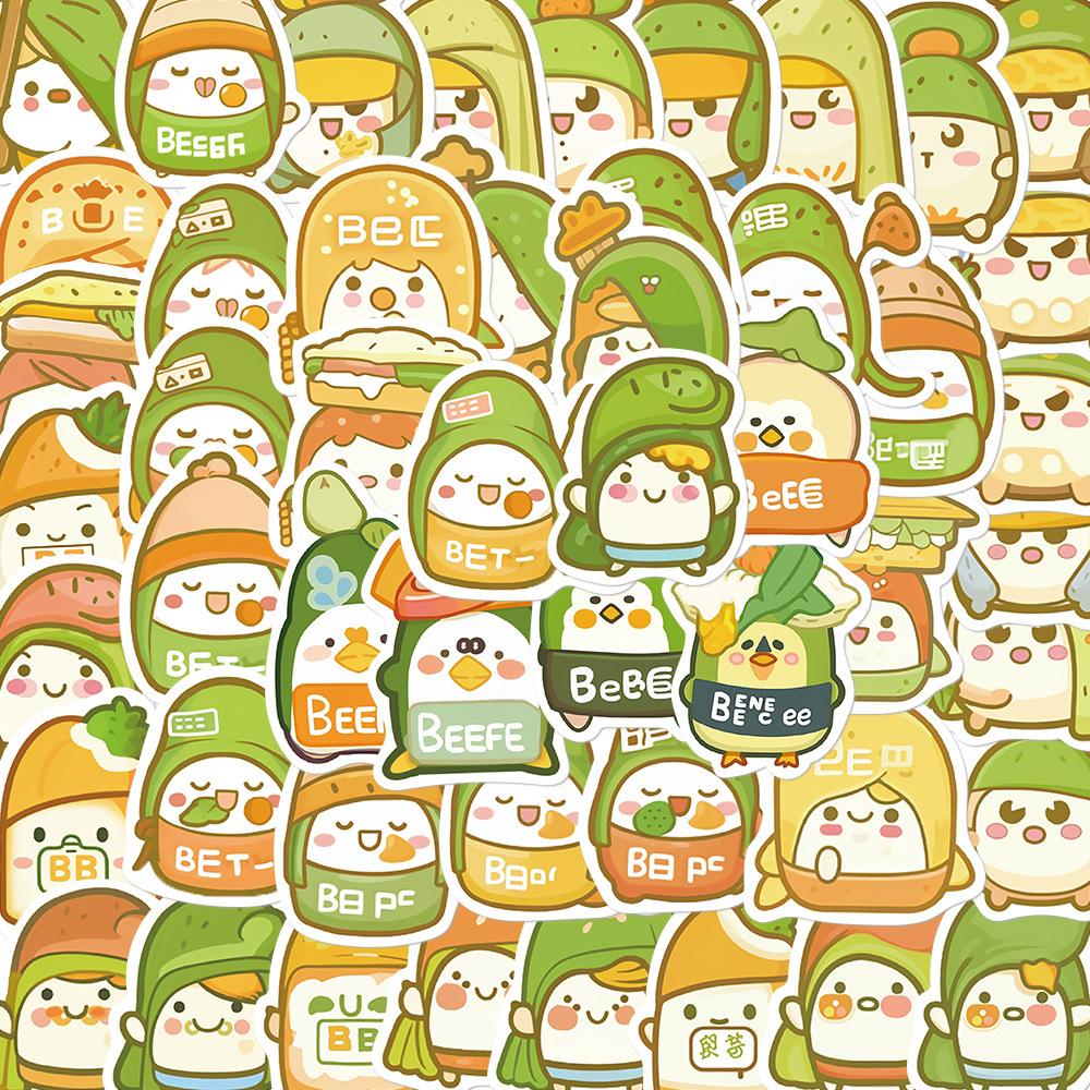 50 Cartoon Food Expressions Graffiti Stickers Personalized Decorative Guitar Notebook Suitcase DIY Waterproof Stickers
