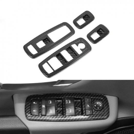 Carbon Fiber Window Lift Trim Switch Panel Cover Trims for Dodge Charger 2016+