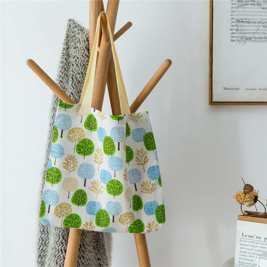 Women Plaid Stripe Flower Print Shoulder Bags Printing Casual Shopping Tote Student Handbags