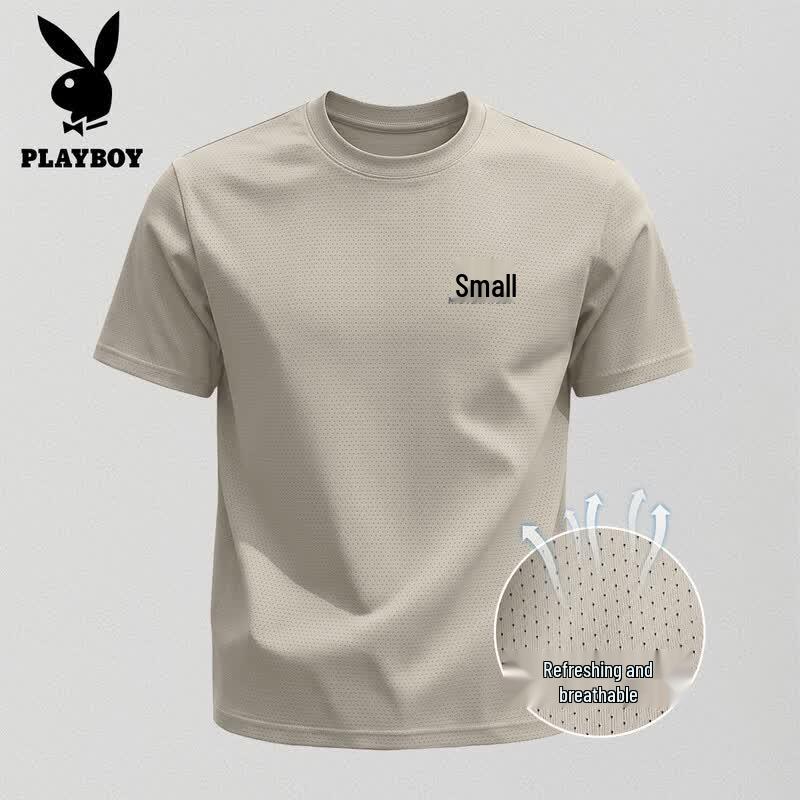 PLAYBOY Men s Ice Silk Quick-Dry Mesh Loose Fit T-Shirt 3XL