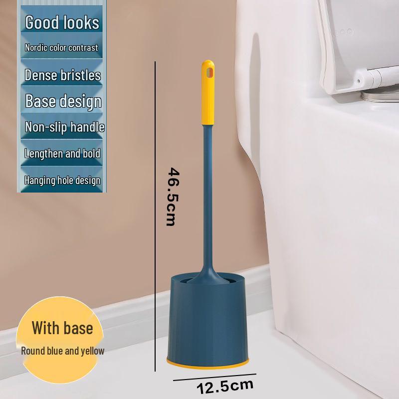 Wall-Mounted Bathroom Toilet Brush Set with Base - No Dead Corner Cleaning Solution