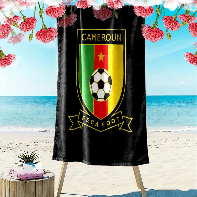 Cameroonian Football Federation Print Beach Towel, Large Soft Quick Dry Towel for Beach Camping Swimming