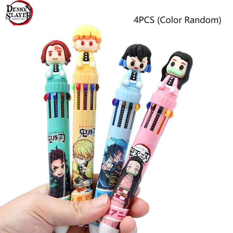 Cartoon Anime 10-color Ballpoint Pen Multi-functional Pressing Pen For Boys Student Special Notebook Pen