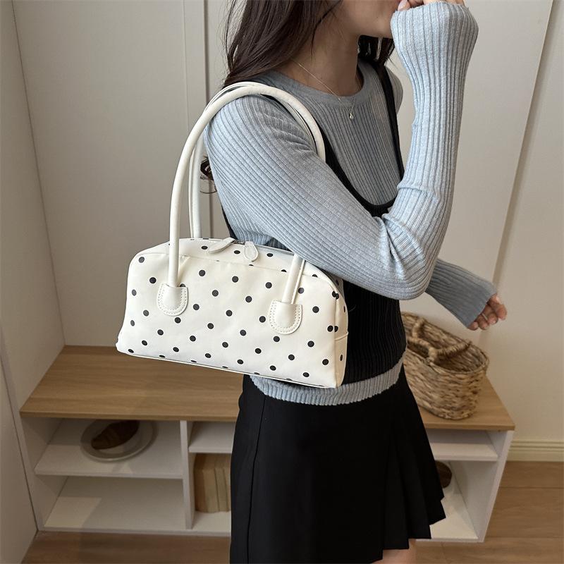 Women S Korean Style Polka Dot Underarm Handbag Casual Commuter Bag