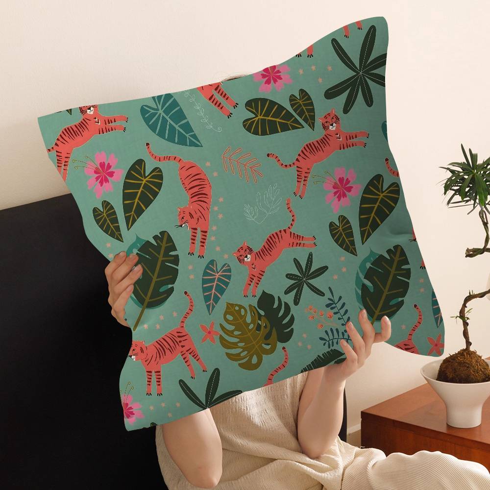 Animal Style Tiger Cushion Case Autumn Jungle Pillow Anime Pillow Sofa Bed Head Pillow Cover Cushion Cover 45x45 cm Fashion