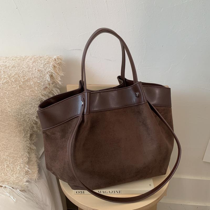 Korean Retro Canvas Patchwork Tote - Large Capacity, Autumn 2025 Style