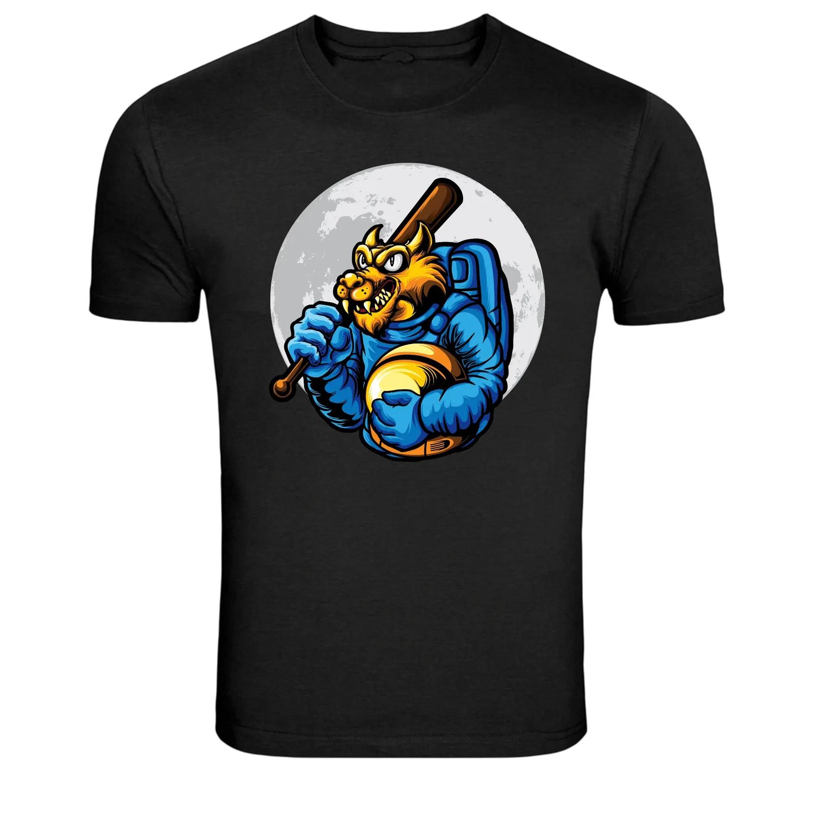 Space Bulldog Astronaut With Bat Graphic T-Shirt 2XL