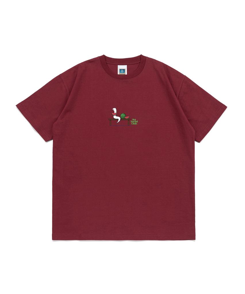 NET SOCIAL CLUB Doomsday Snake Watermelon Graphic Short Sleeve T-Shirt (Burgundy)