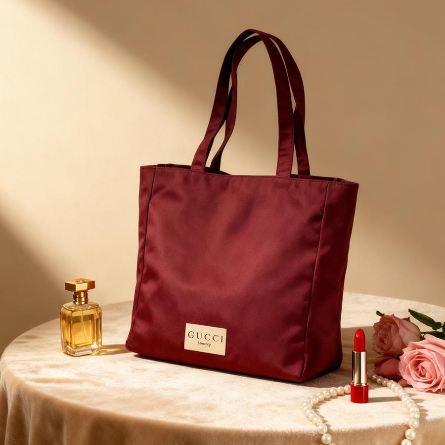 

GUCCI Women s Canvas Bag Cotton Fabric Suitable for Shopping Commuting,Environmentally Friendly and Foldable L красный