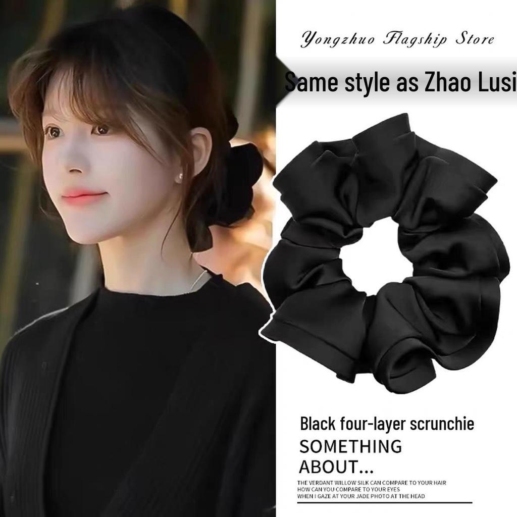 New 2025 Women's Leopard Print Double Layer Elastic Hair Tie Scrunchie Bun/Ponytail Holder