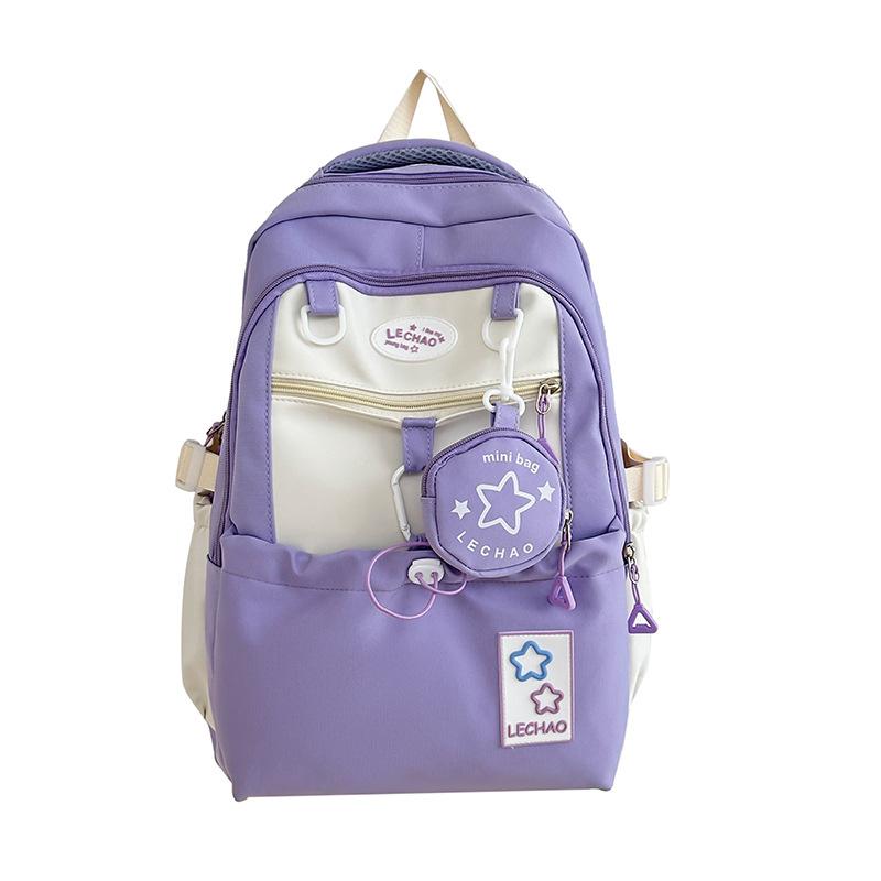 style versatile girl cute backpack contrasting color splicing primary and secondary school students lightweight backpack