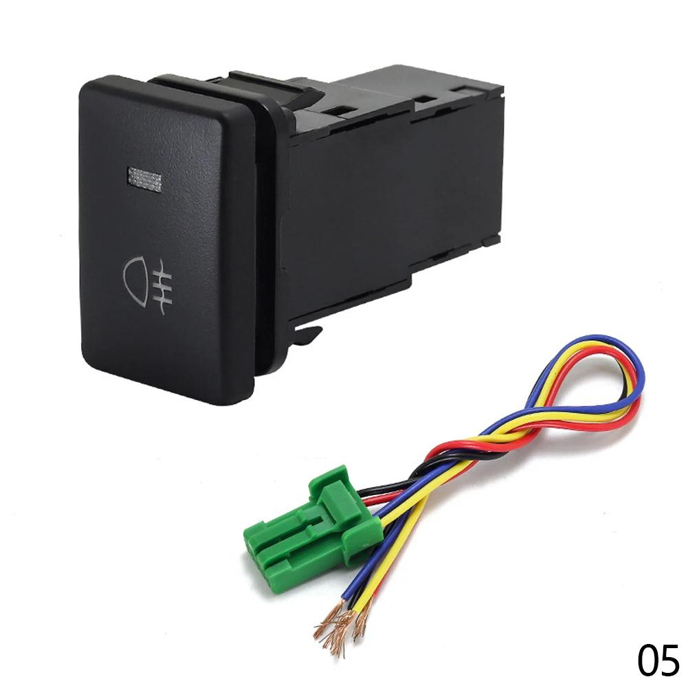 Green Car LED DRL Power Rearview Mirror Folding Button Front Rear Differential Lock Switch for Toyota Camry Prius Corolla Prado