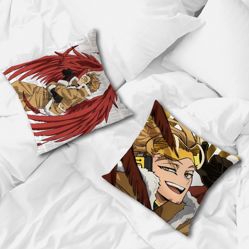 Comic Hot Fanart Anime H-hawks Mha Chibi Cushion Cover Soft Pillow Case for Sofa Living Room Home Office Decor Protective Covers