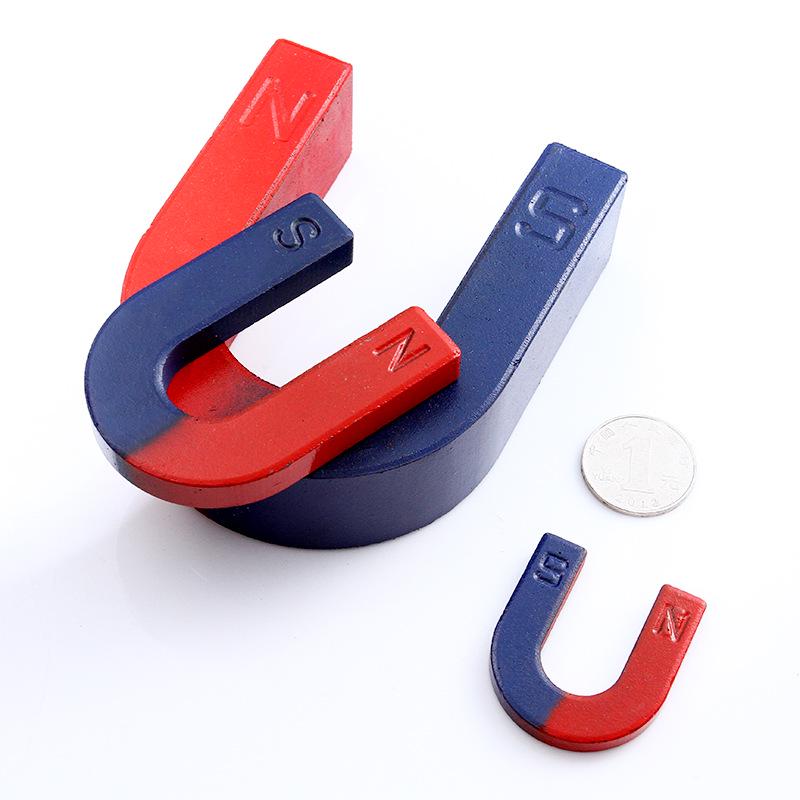 

U-Shaped Horseshoe Magnet - Ferrite Teaching Aid for Primary and Secondary Schools, Red and Blue Educational Toy. U-Type Magnet 25*25*7*5