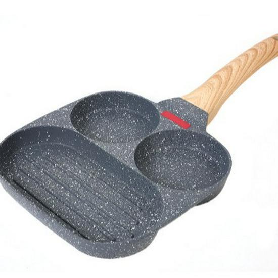 "Non-Stick Maifan Stone Omelette Pan - 4-Hole Mini Breakfast and Pancake Pan"