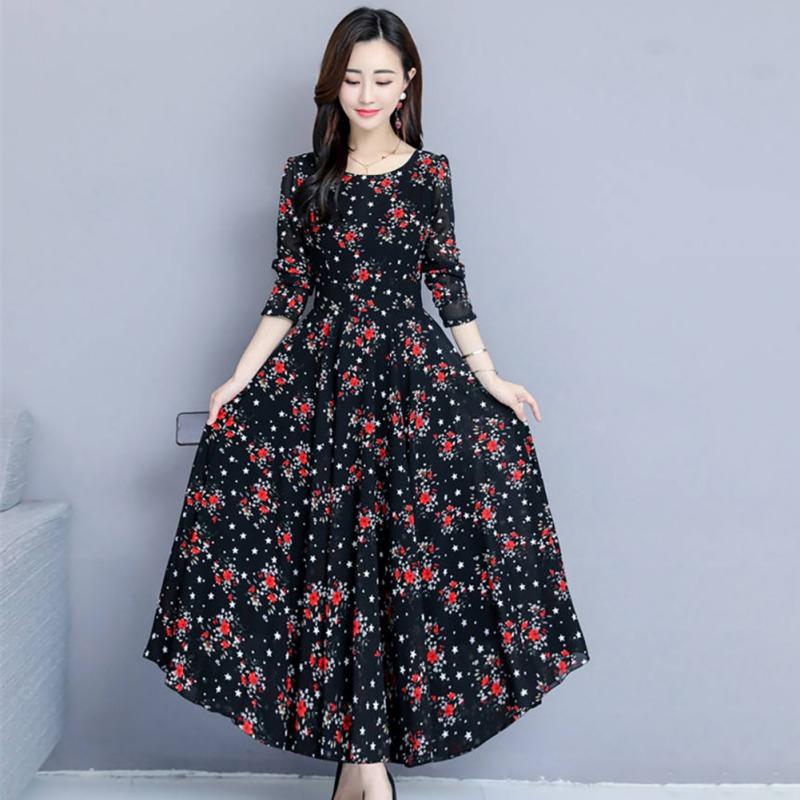 

Женское винтажное платье принцессы с v-образным вырезом и длинным рукавом, большие качели, элегантное платье с принтом 2XL