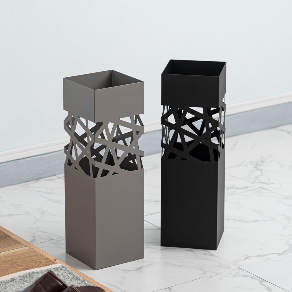 Azumaya-kk Umbrella Stand, Black, Steel, Removable Water Tray, Approx. W15.5 X D15.5 X H49cm, Slim, Square, for Entryways, LFS-186BK