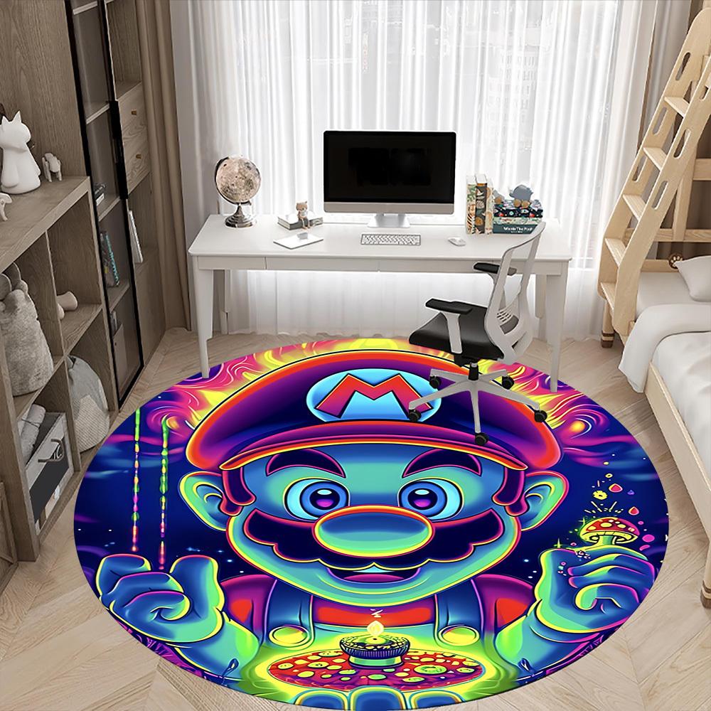 1pc Psychedelic Mario Office Round Area Rug, Under Office Chairs Bedroom Living Room Home Decor  a1022289