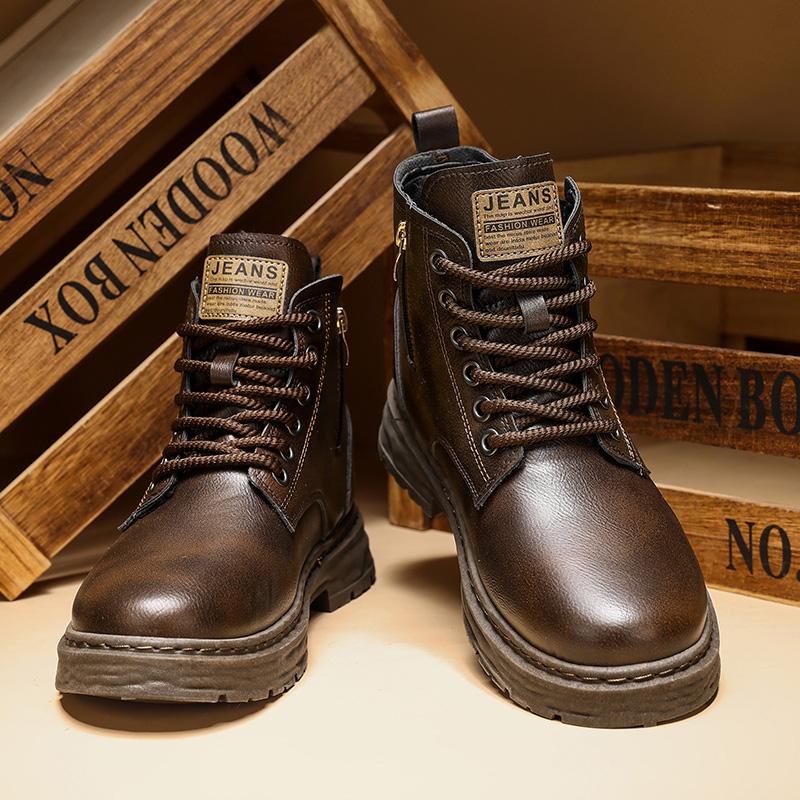 Luxury Men Ankle Boots Retro British High-top Men Boots Fashi High Quality Leather Shoes 2026 New Outdoor Men Motorcycle Boots