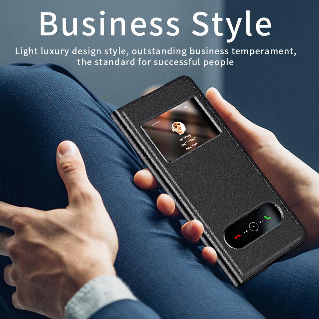 Business Style Litchi Leather Folding Case For Samsung Galaxy Z Fold 4 Fold4 Fold3 Fold 2 3 Fold2 Zfold4 Mobile Phone Cover