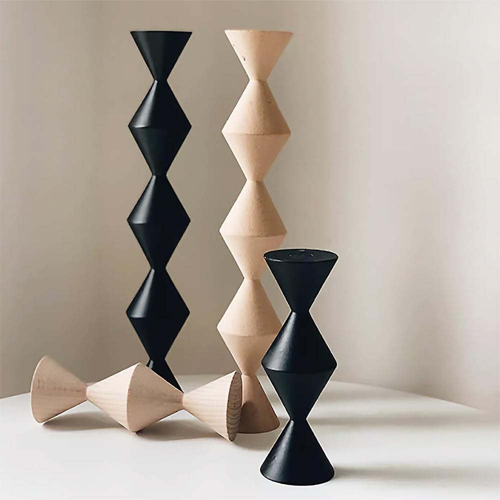 Stylish and Modern Nordic-inspired Wooden Candle Holder/stand, Perfect for Displaying Your Home or Office. (c-za0588 Bk_l)