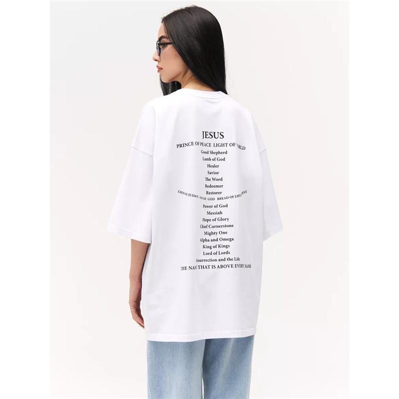 Vielseitiges Oversized-T-Shirt aus 100 % Baumwolle mit einfachem Aufdruck, kurzen Ärmeln, strapazierfähig, lässiges Sommeroberteil