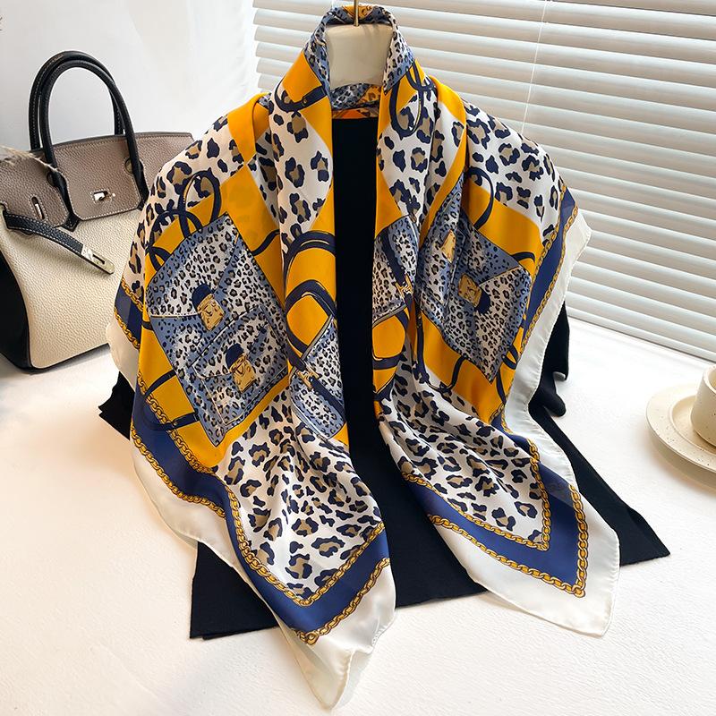 Spring Scarf Women's Luxury Design Polyester Material Smooth Scarf Soft Muslim Headscarf Shawl Beach 90x90cm
