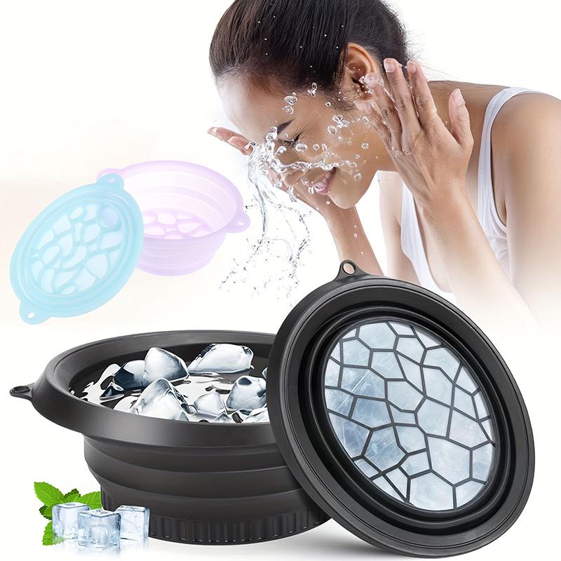 Foldable Face Ice Bath Bowl Facials Plunge Wash Basin Silicone Portable Travel Home Skincare Ice Facials Bath