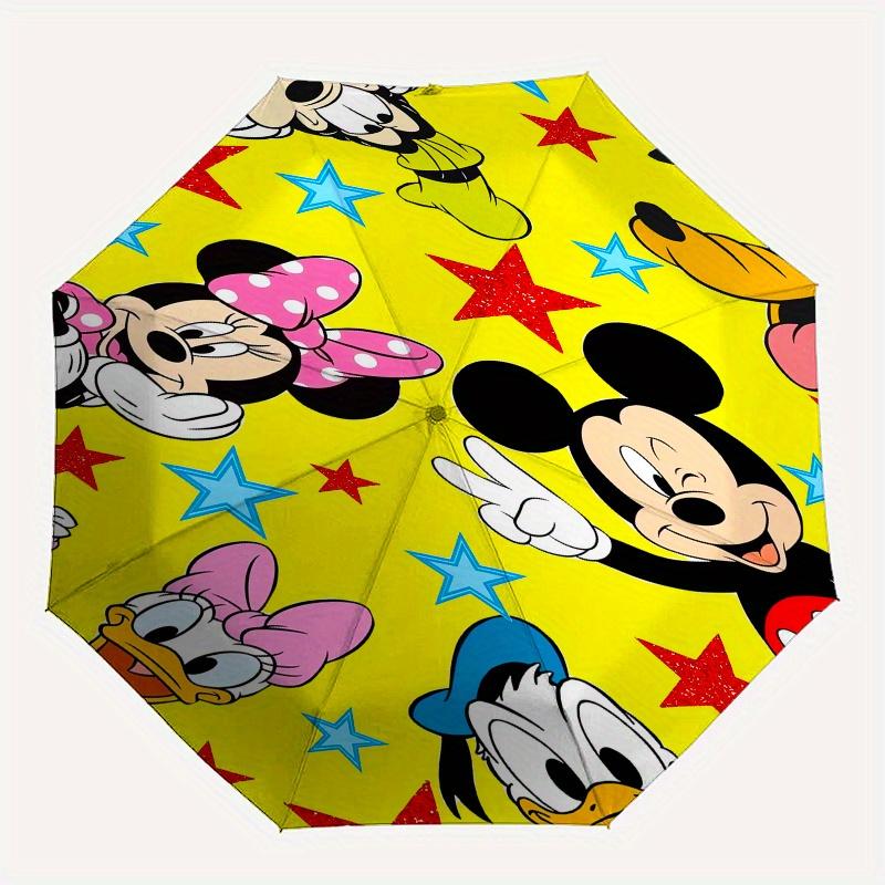 Mickey Mouse,Pluto Automatic Folding Umbrella - Simple 8-Rib Design, Bright Cartoon Pattern, Durable Iron Frame, Suitable For Travel, Outdoo