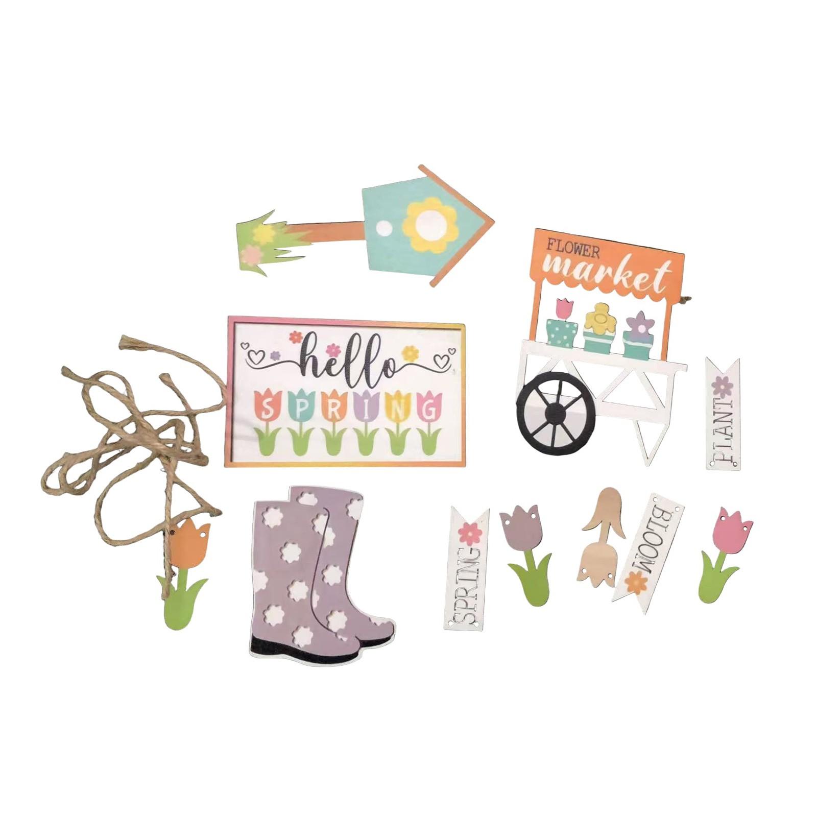 

Креативный набор для декора многоярусных подносов «Весенний садовый гном» — настольная деревянная поделка, деревенская цветочная подставка для весны One Size