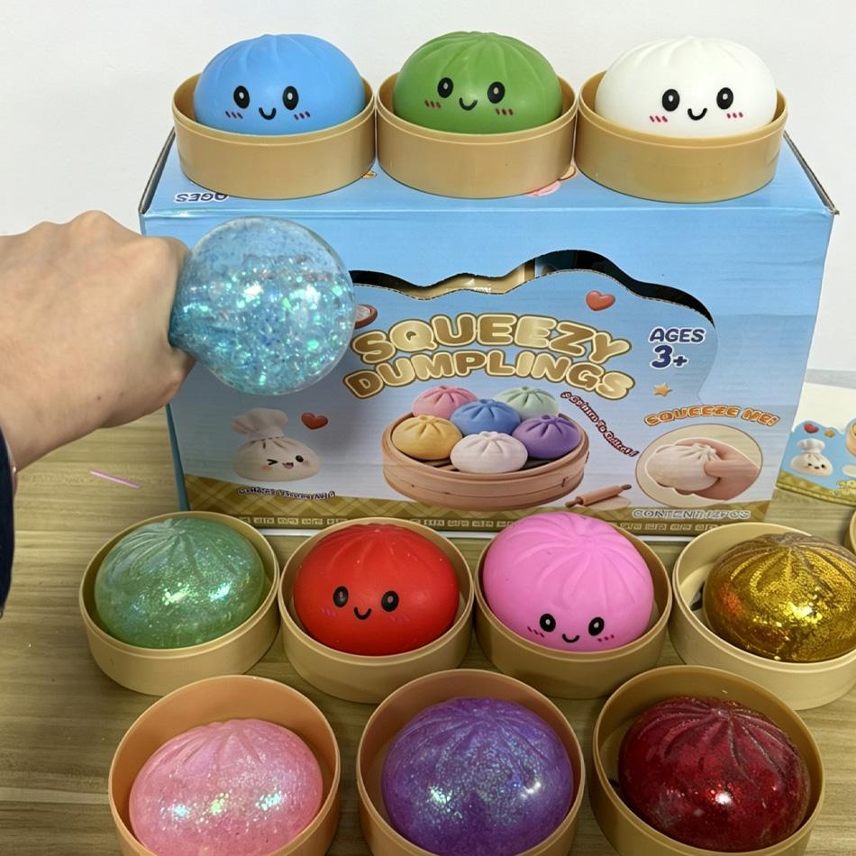 Raviolo Glitter Raviolo Glitter Squishy con Scatola Ravioli Giocattolo Sensoriale da Spremere per Alleviare lo Stress