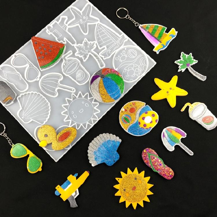 Silikon Harz Gussform Anhänger Schmuckformen für m/ Aufhängeloch für DIY Basteln Maki