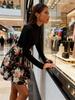Elegant High-Waist Patchwork Long-Sleeve Dress for Women
