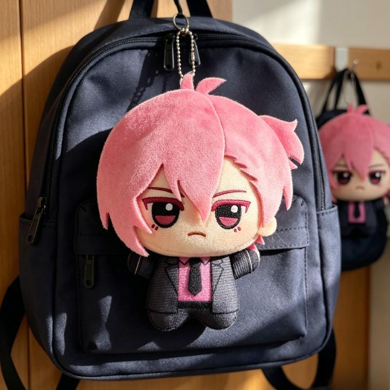 Cute Welcome To Demon School Iruma-kun 10cm Azazel Ameri Mini Plush Keychain Pink Hair Chibi Doll Soft Stuffed Pendant Gift for Anime Fans Collectors