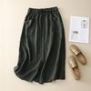 Spódnica Bawełniano-Lniana A-Line z Wysokim Stanem Damska Design Sensation Skirt Retro Jednolity Kolor Wzór do Pracy Lato