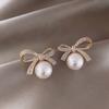 Zircon Bow Stud Earrings, Sweet Temperament, Fashionable and Versatile Earrings, Light Luxury and High-end Earrings.