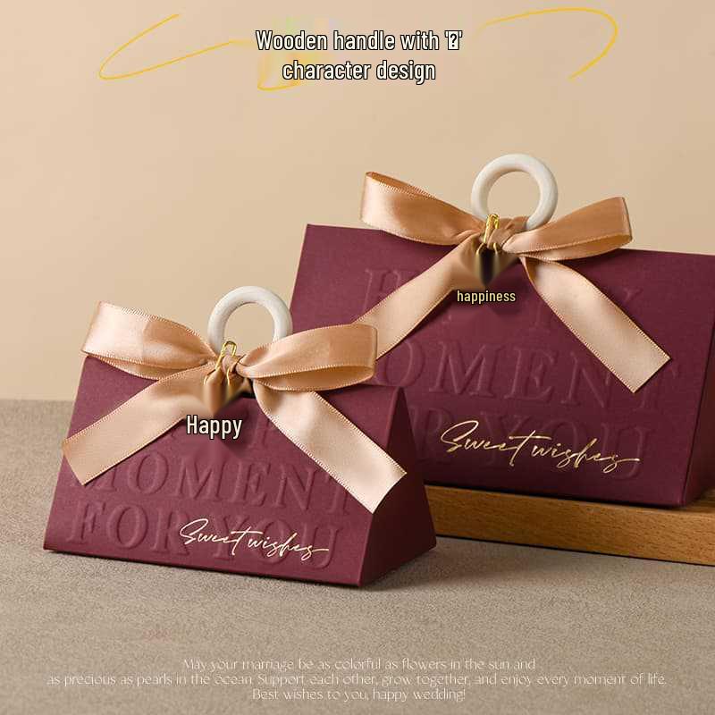 2025 Elegant Triangular Wedding Candy Box for Newlyweds – High-End Party Favor