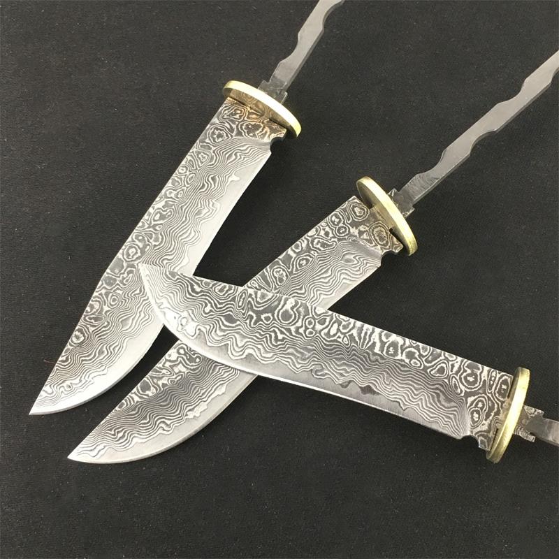 Damaststahl Einsetztyp DIY Halbfertige Feststehende Klingenrohlinge Obstmesser Rohlinge Küchenmesser Rohlinge Haushaltszubehör Handgefertigt